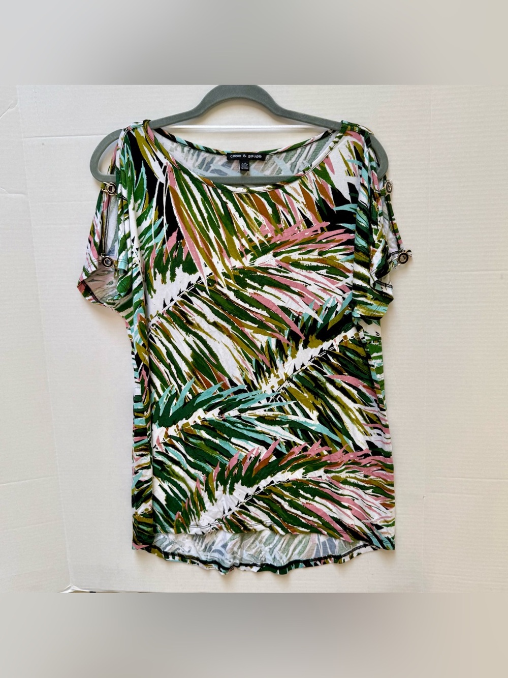 TROPICAL TOP COLD SHOULDER METAL DECORATIVE RING ACCENTS VISCOSE SIZE LARGE